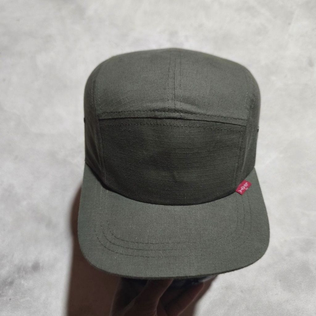 Topi 5 flannel pria hijau army