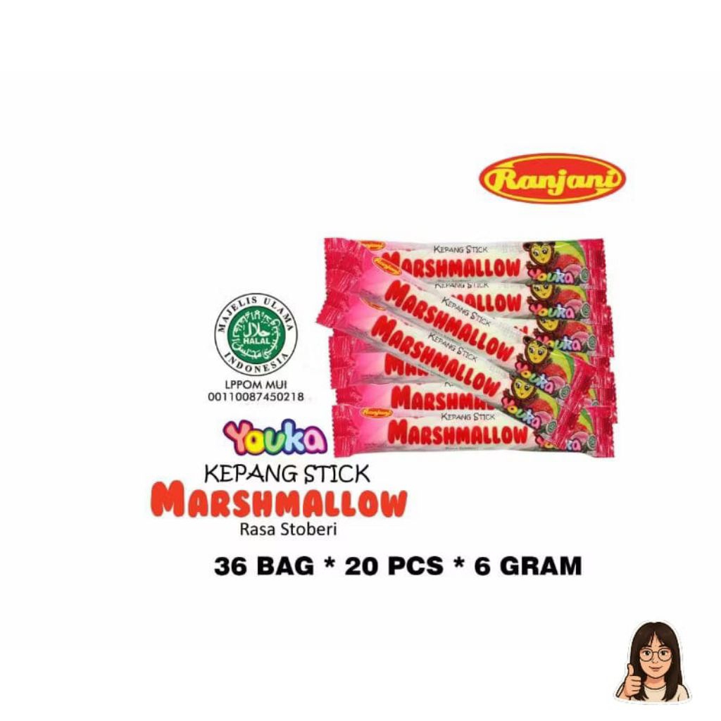 RANJANI YOUKA MARSHMALLOW KEPANG STICK ISI 20