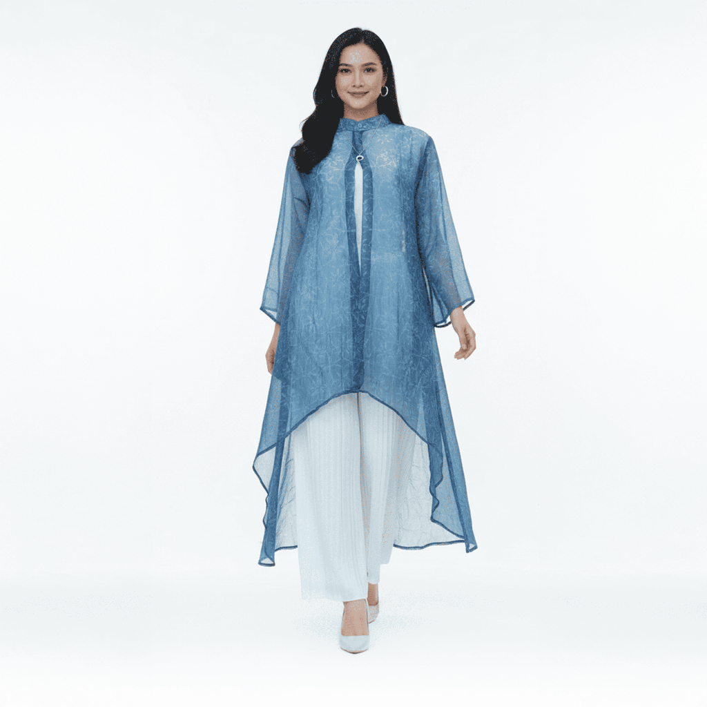 Long Outer Vest Batik Wanita Atasan Batik Kantor Rompi Panjang Ekslusive