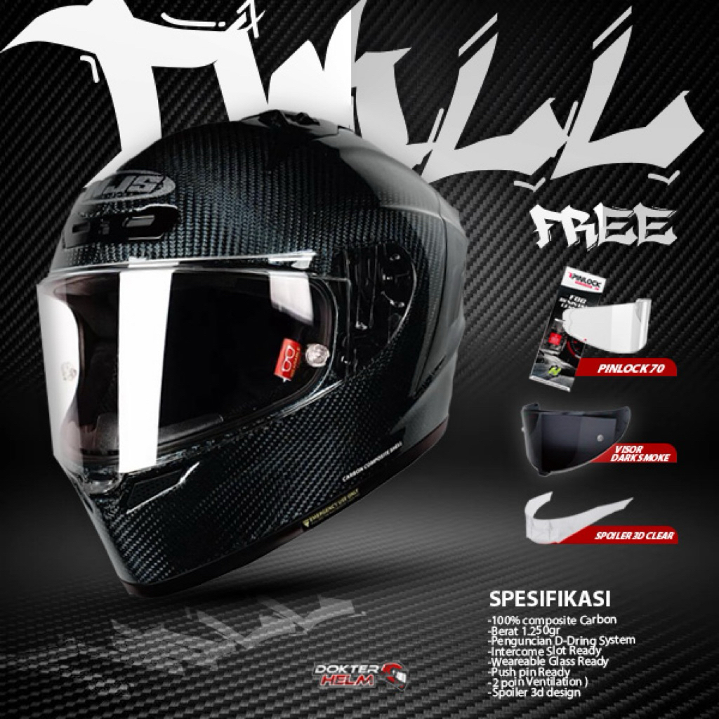 HELM NJS FULLFACE FULL FACE ZX-1R ZX1R CARBON GLOSSY ORIGINAL NJS ZX-1R SNI