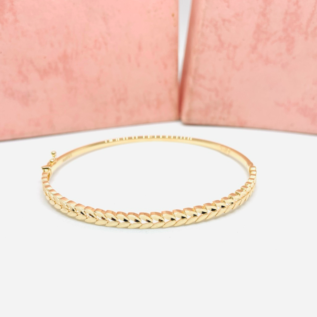 Gelang Daun Emas Asli Kadar 300/6k muda oval