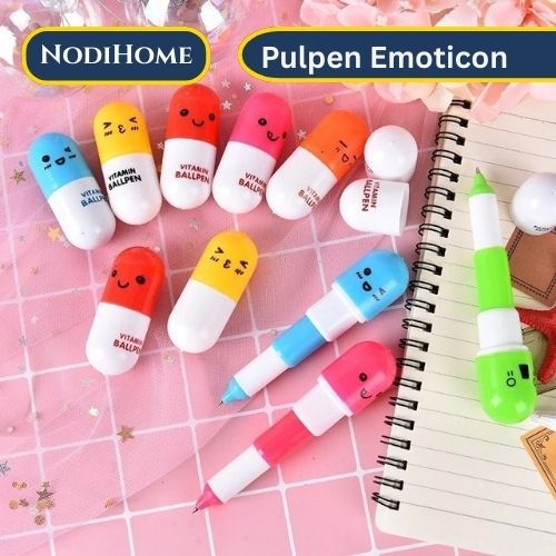 Pulpen Emoticon Vitamin / Pen Unik / Pena Kapsul / Pulpen Stationary Souvenir Pernikahan