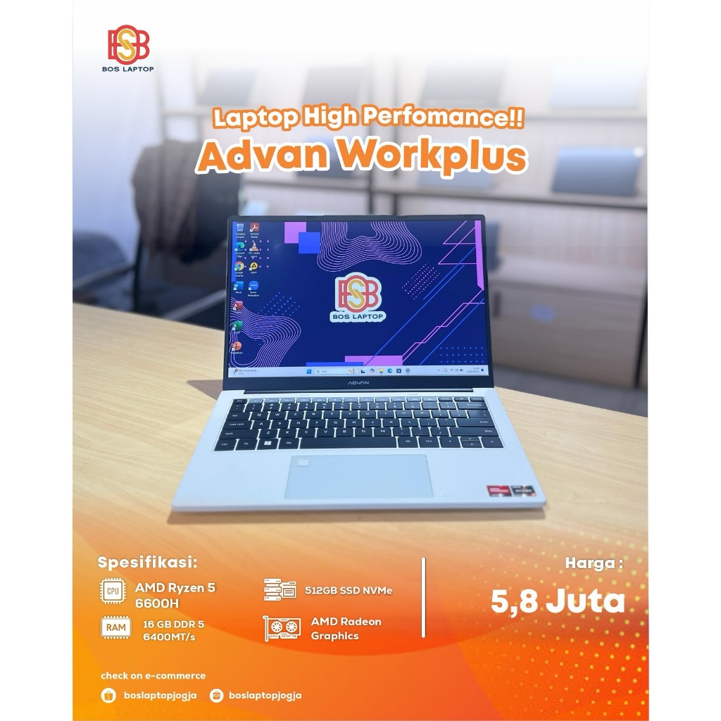 ADVAN WORKPLUS AMD RYZEN 5 6600H 16GB 512GB FHD+
