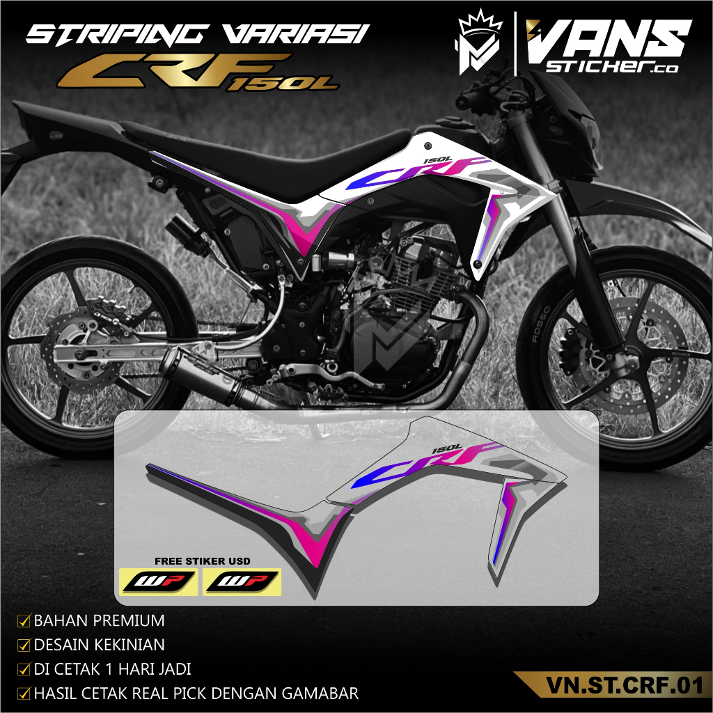 Stiker Striping Transparan CRF 150 L Variasi Lis sticker Decal Transparan CRF 150L Motif Ori