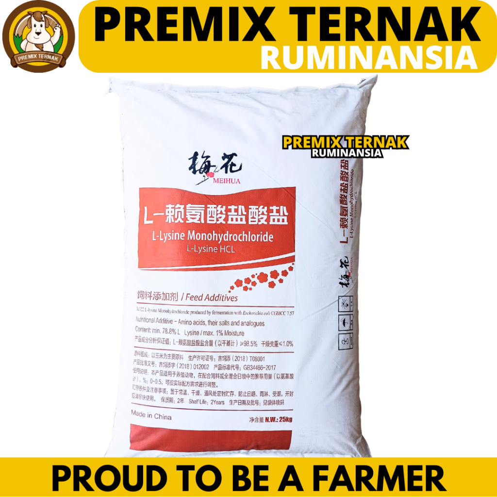 LYSINE 25 KG (1 SAK COKLAT) MEIHUA - Asam Amino Suplemen Penggemuk Kucing Anjing Udang Ikan Sapi Aya