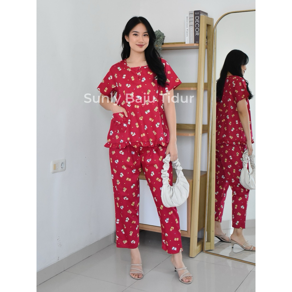 Sunly 18 (Kode K)Cln.panjang Lengan pendek baju tidur sunly