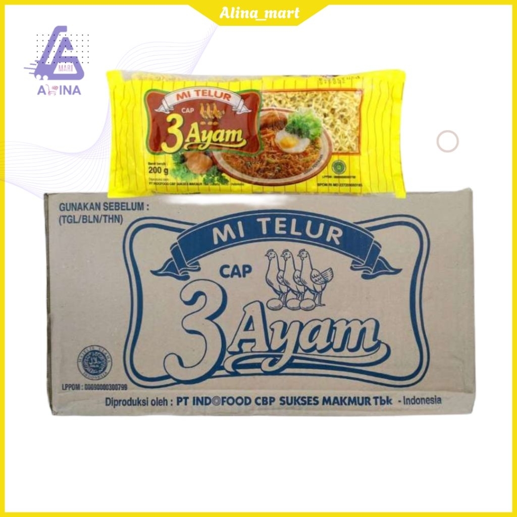 Mie Telor Cap 3 Ayam 200 gram [1 Dus]