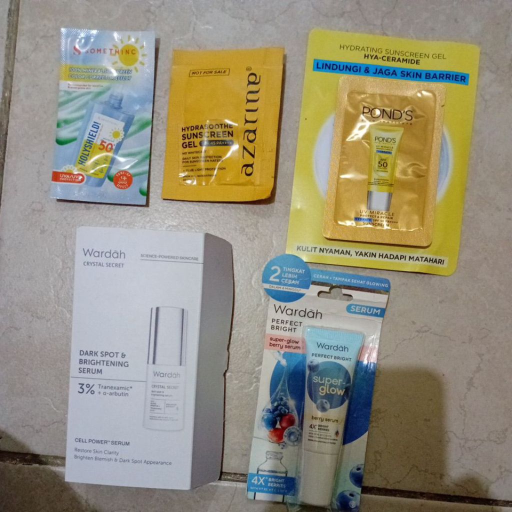 (GOSEND, NEW, SEGEL, ORIGINAL) MINI SKINCARE : WARDAH PERFECT BRIGHT & CRYSTAL SECRET, SOMETHINC SUN