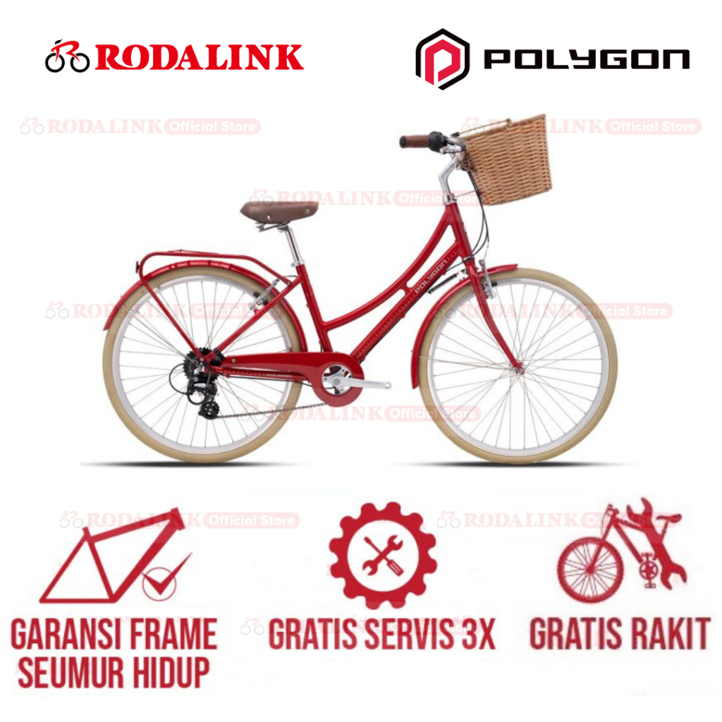 Polygon Oosten Sepeda Wanita Dengan Keranjang 26" - Classic City Bike
