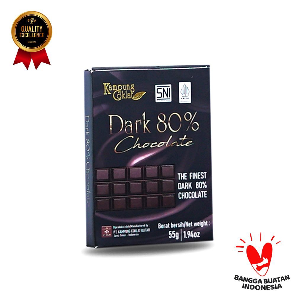 COKLAT BAR DARK 80% 55 GRAM - KAMPUNG COKLAT