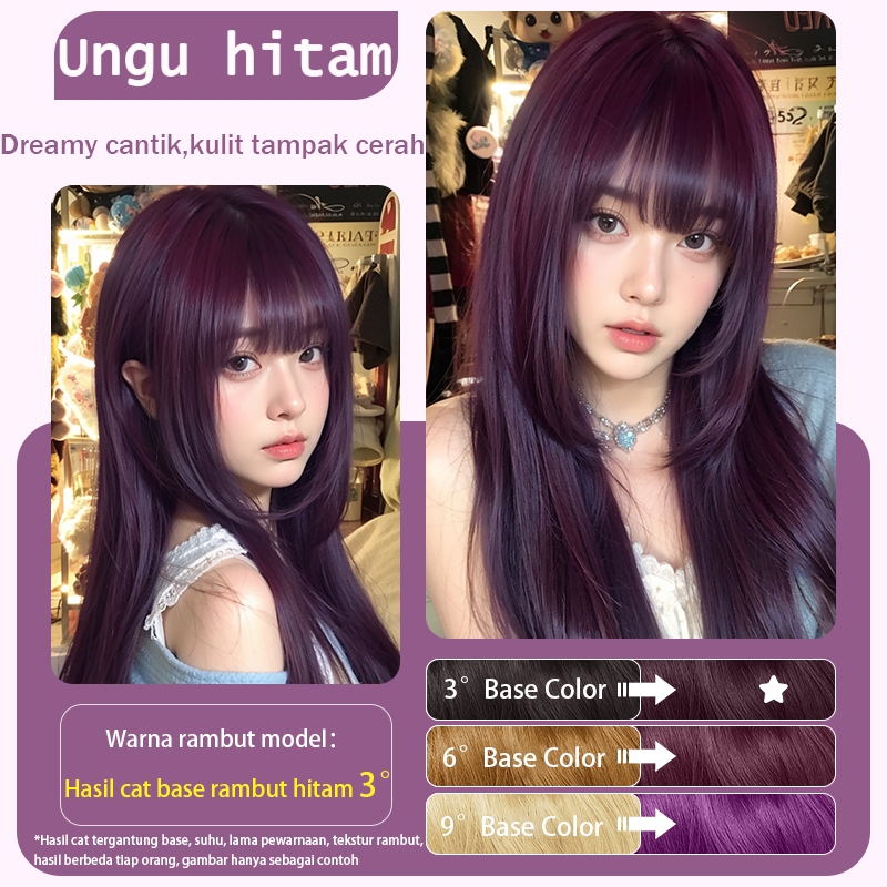 Ready stock,STYLE FIT cat rambut ungu hitam 200ml tidak perlu bleach(cat rambut,hair color,cat rambu