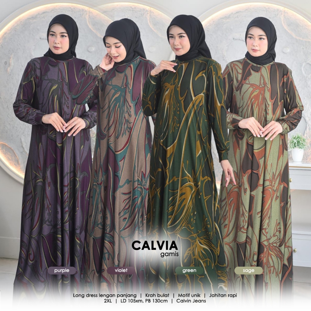 LM GAMIS CALVIA / Maxi Dress Calvin Jeans / Abaya Muslim Motif / Fashion Wanita