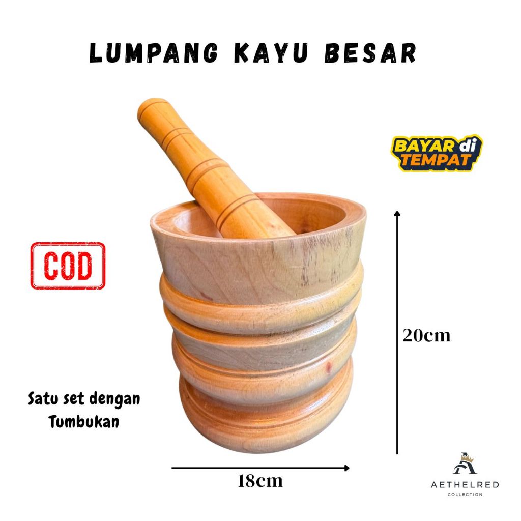 Lumpang/Lesung Kayu Ukuran Besar&Kecil – Alat Tumbuk Tradisional Perlengkapan Dapur