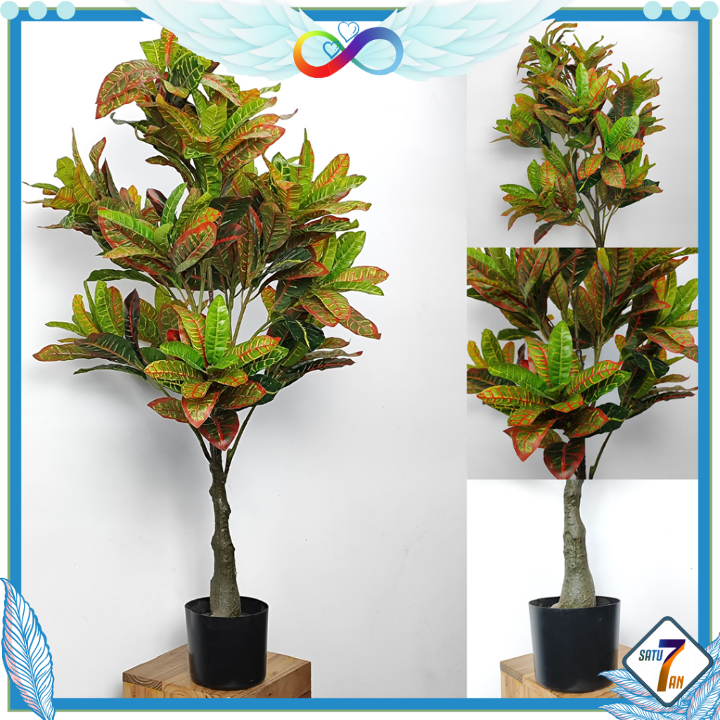 Pohon Hiasan Ruangan Tanaman Hias Puring Pot Tanaman Pohon Plastik Dekorasi Sudut Rumah Cafe Satu7an