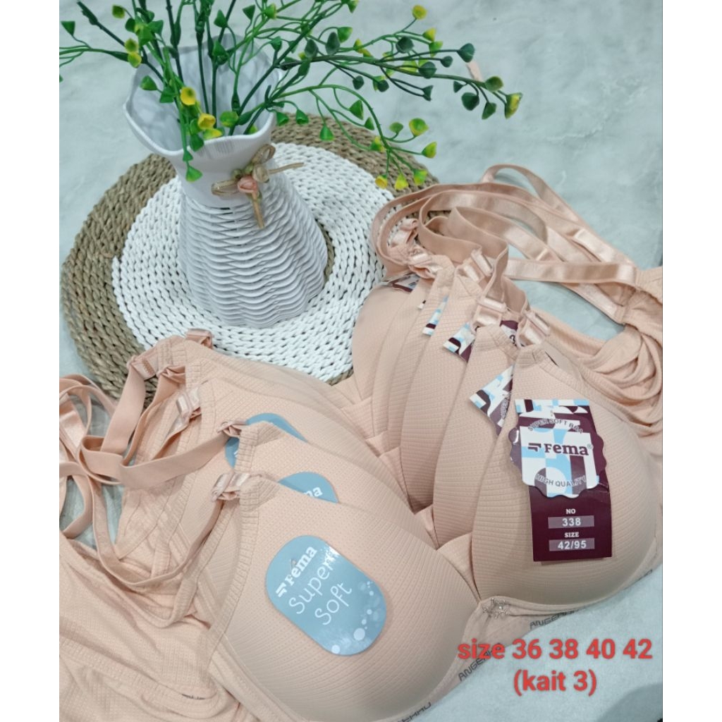 Bh Bra Fema 338 Motif Pori Garis Busa Tipis Tanpa Kawat