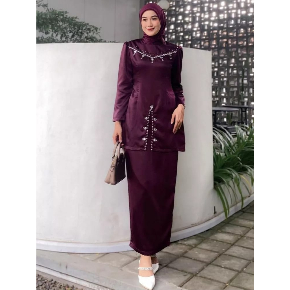 Gamis Kita Oneset Fayra Satin Silk Premium Jumbo Baju kurung