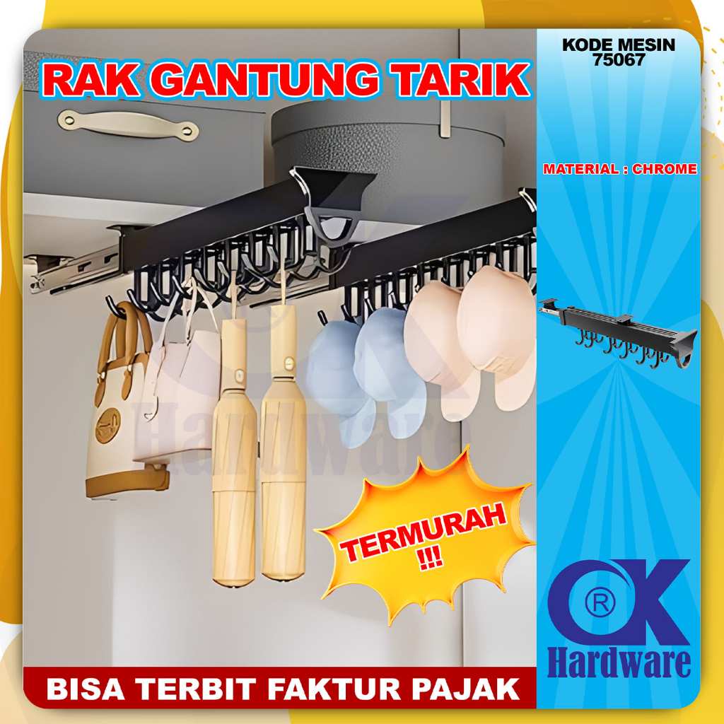 Rak Gantung// Rak Tarik untuk Teflon dan Panci// Rak Tarik Dorong Serbaguna Rail Kitches Set Minimal