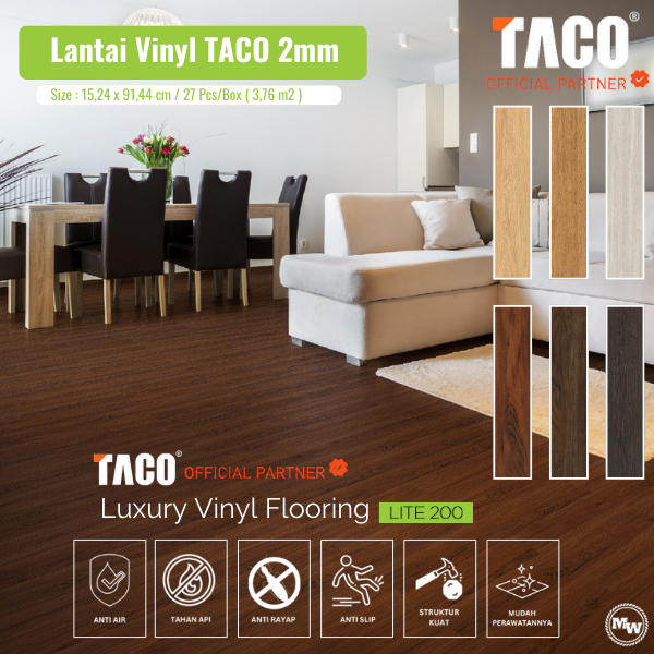 TACO Lantai Vinyl 2mm LITE 200 - Vinyl Plank TACO Tebal 2mm