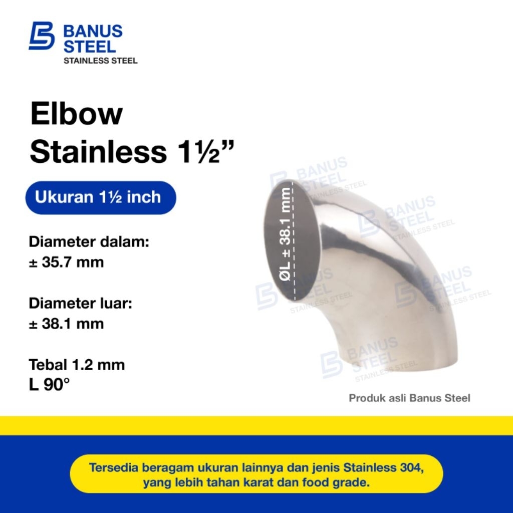 Elbow stainless 1 1/2 inch 304 elbow stainless 304 sambungan pipa