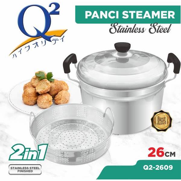 Panci Steamer Panci Kukus 26 Cm Panci kukusan stainless steel Q2-2609/ Q3009