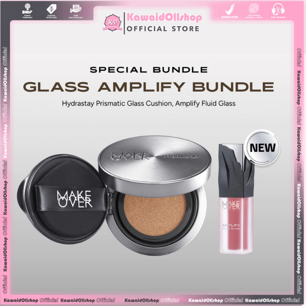 MAKE OVER Glass Amplify Bundle: NEW Amplify Glass Fluid + Hydrastay Prismatic Glass Cushion - Paket 