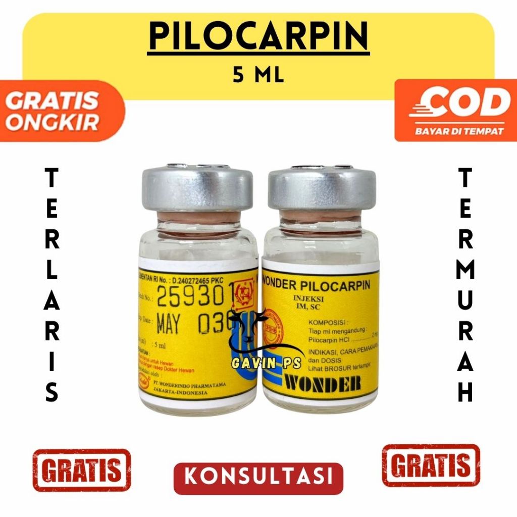 PILOCARPIN 5 ML WONDER - Obat Kembung & Kolik Sapi Kuda Kambing Domba Anjing Kucing