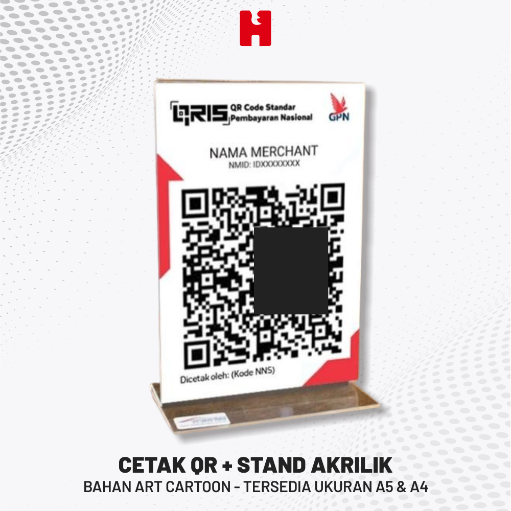 Cetak Qr Code + Stand Akrilik Display Custom
