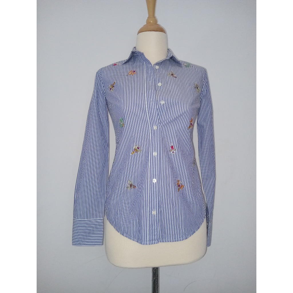 [PRELOVED] Good Atasan Wanita Kemeja Garis-garis Biru Perfect J.CREW