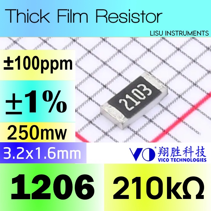 210k 1206 ±1% SMD Thick Resistor 210kΩ 2103 SCR1206F210K VO