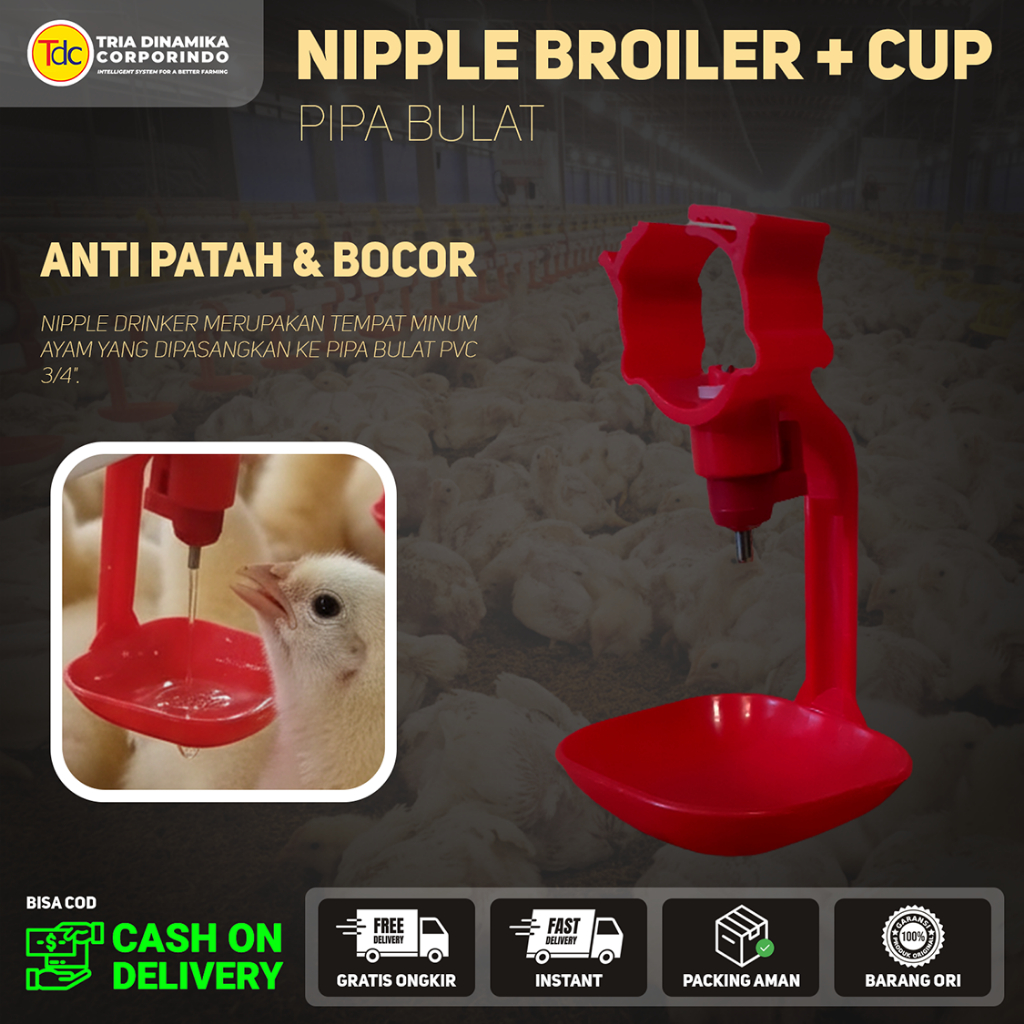 Nipple + Dripcup Ayam/Pipa Bulat/Tempat Minum Ayam/Nipel/ Niple/Nippel/Nipple/Nepel Ayam A5 - Alat T