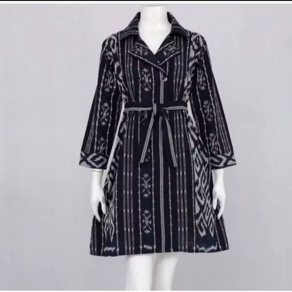 tunik tenun Garansi Harga Terbaik Star+ Tunik Tenun Etnik Jepara Navy - Baju Tenun - Atasan Tenun Wa