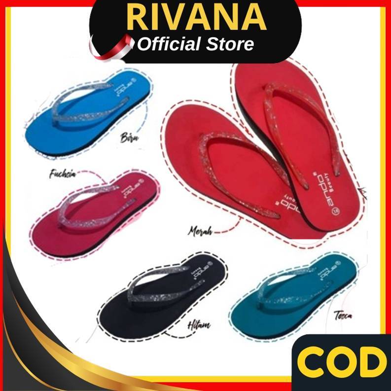 Sendal Jepit Ando Cameela Sandal Jepit Wanita Original Tali Glitter Eva Pvc Karet