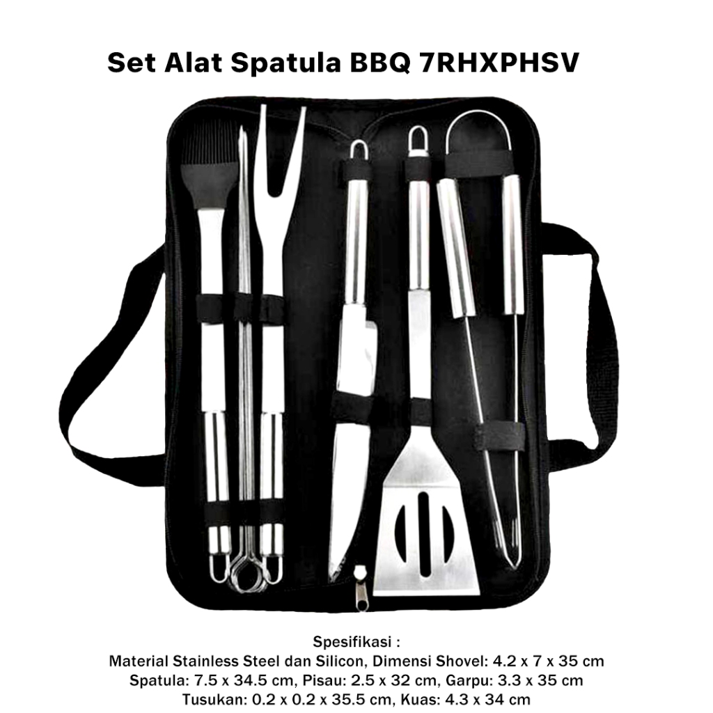 Set Alat Spatula BBQ 7RHXPHSV Alat Masak Panggang Camping 1 Set