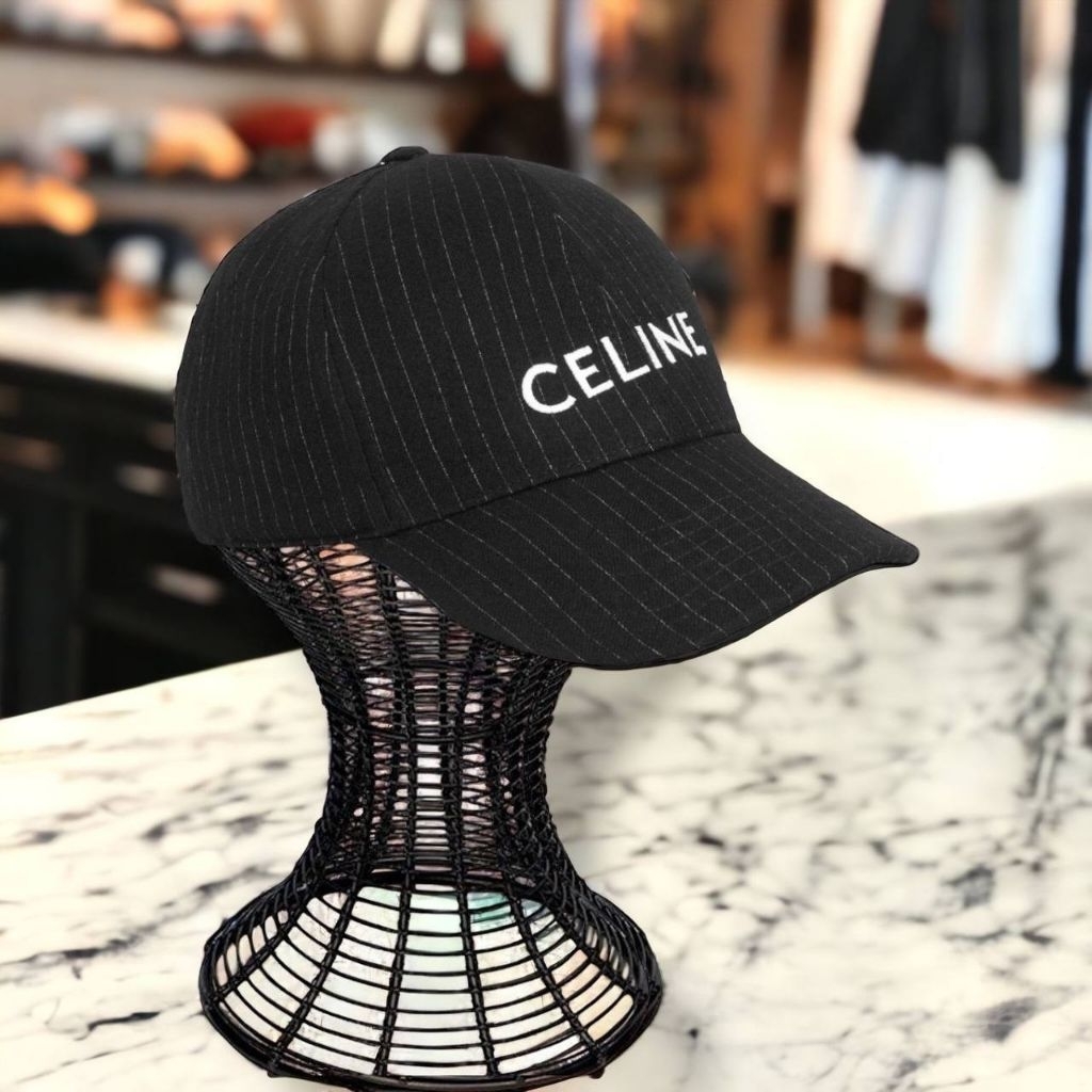 Celine Letter Baseball Cap Black Stripes
