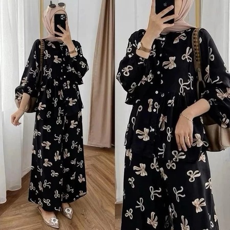 PEGGY SETELAN RAYON JUMBO XL/ SETELAN TERBARU / OOTD WANITA VIRAL/ ONE SET CELANA KULOT / SET RAYON 