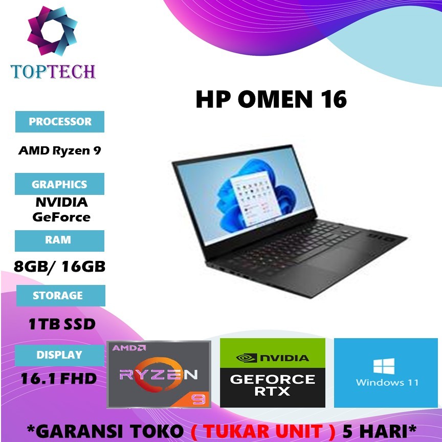 HP OMEN 16 RYZEN 9 7940 RTX4070 8GB/ 16GB SSD 1TB WINDOWS11 16.1 FHD IPS 144HZ