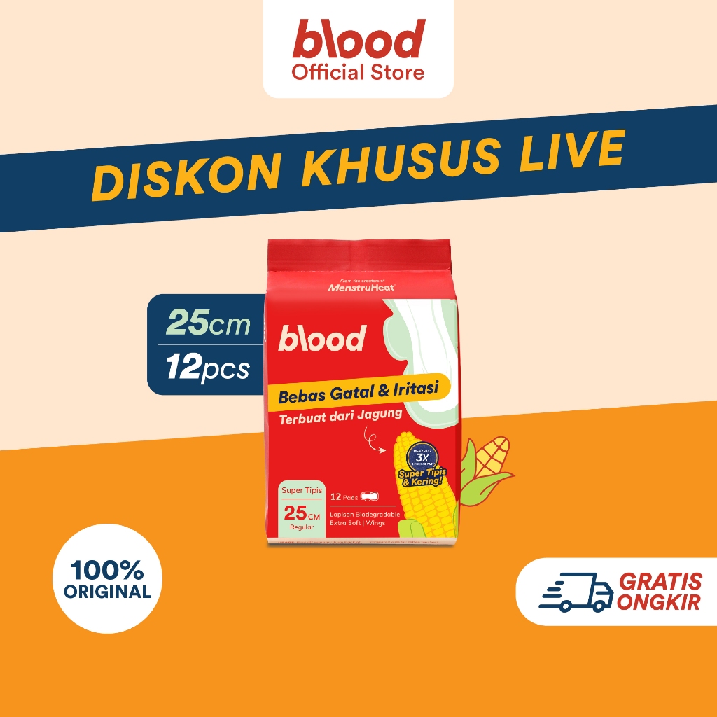 [Khusus Livestream] Blood Corn Pads 25cm / Pembalut dari Jagung | Bebas gatal & ultra thin