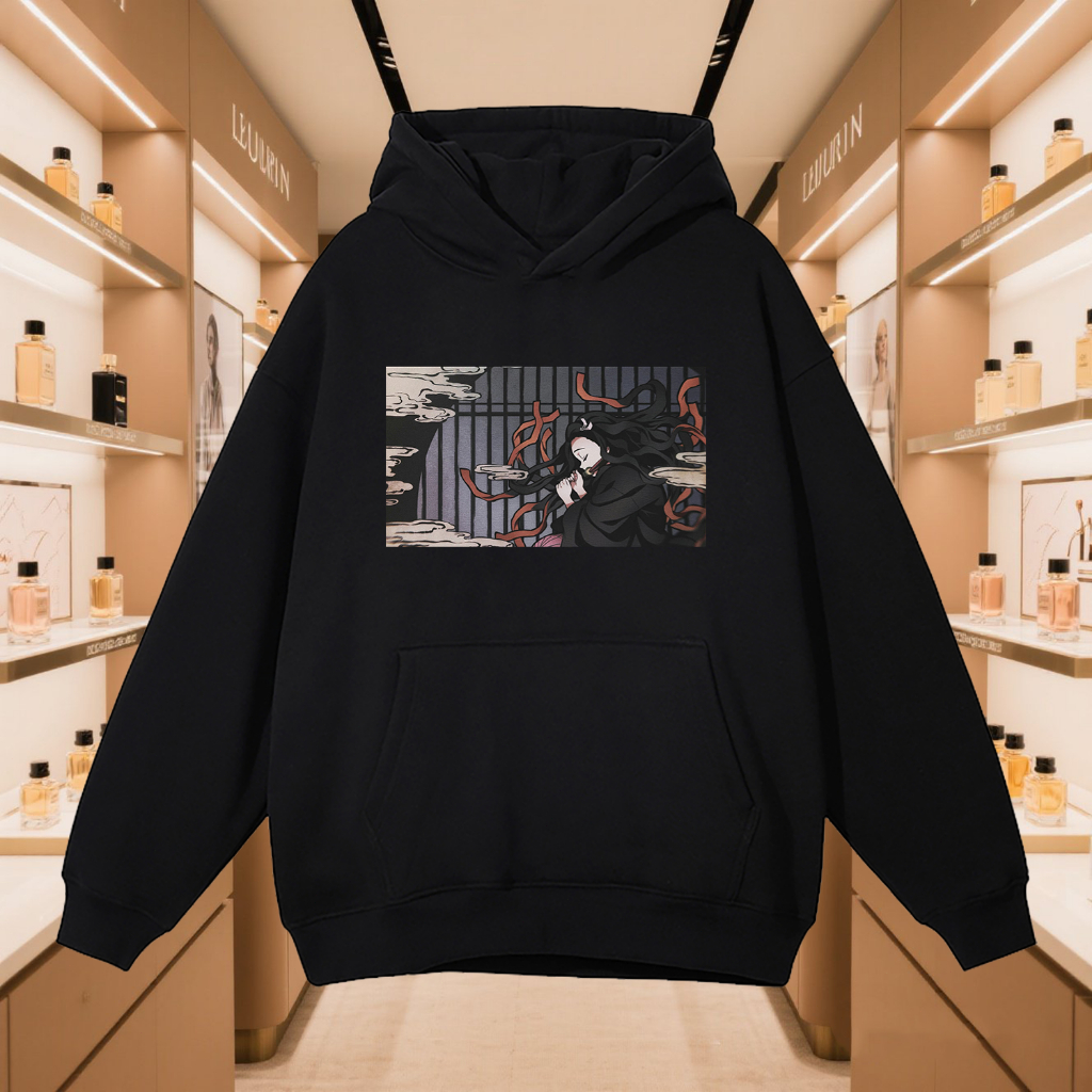hoodie Nezuko hoodie Anime Demon Slayer hoodie KIMETSU NO YAIBA hoodie wanita hoodie biru tua