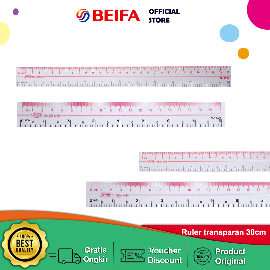 Beifa Penggaris Transparan Mika Lentur 30 cm SD15