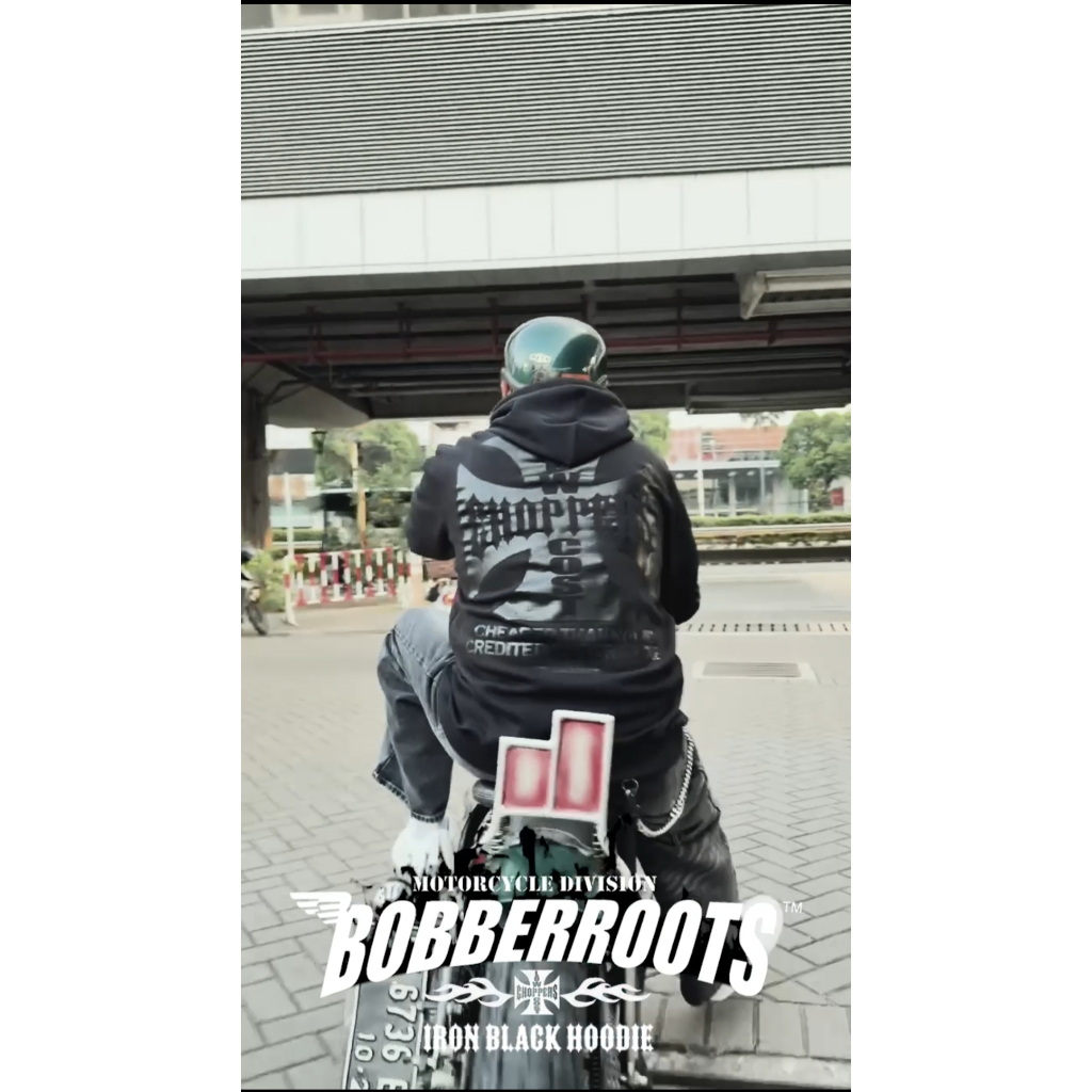 Sweater Hoodie BobberRoots - Lowcost Choppers Black/Grey - Cotton Fleece 300gsm