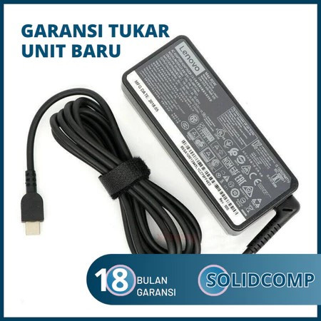 Adaptor Charger LenovO 65W Usb Type C Thinkpad T480 T490 E580 E490 E490s E590 E595 T580