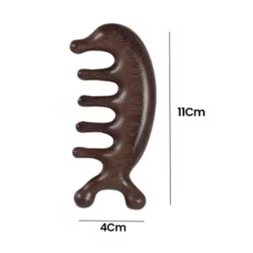 Sisir Pijat Terapi Rambut Kepala Leher Bahu Jidat Serbaguna (Kayu Cendana)