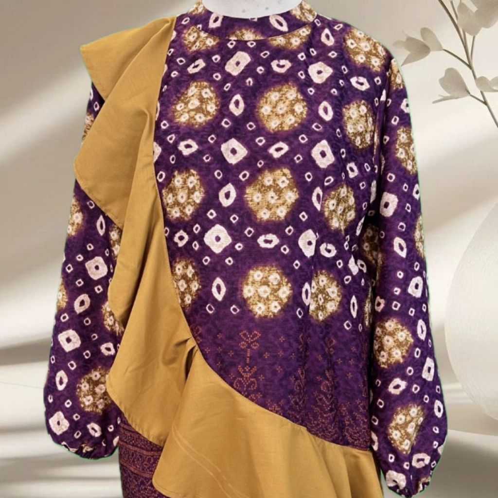 [ AMS ] Songket Batik Blouse Jumputan kombinasi Rampel Samping