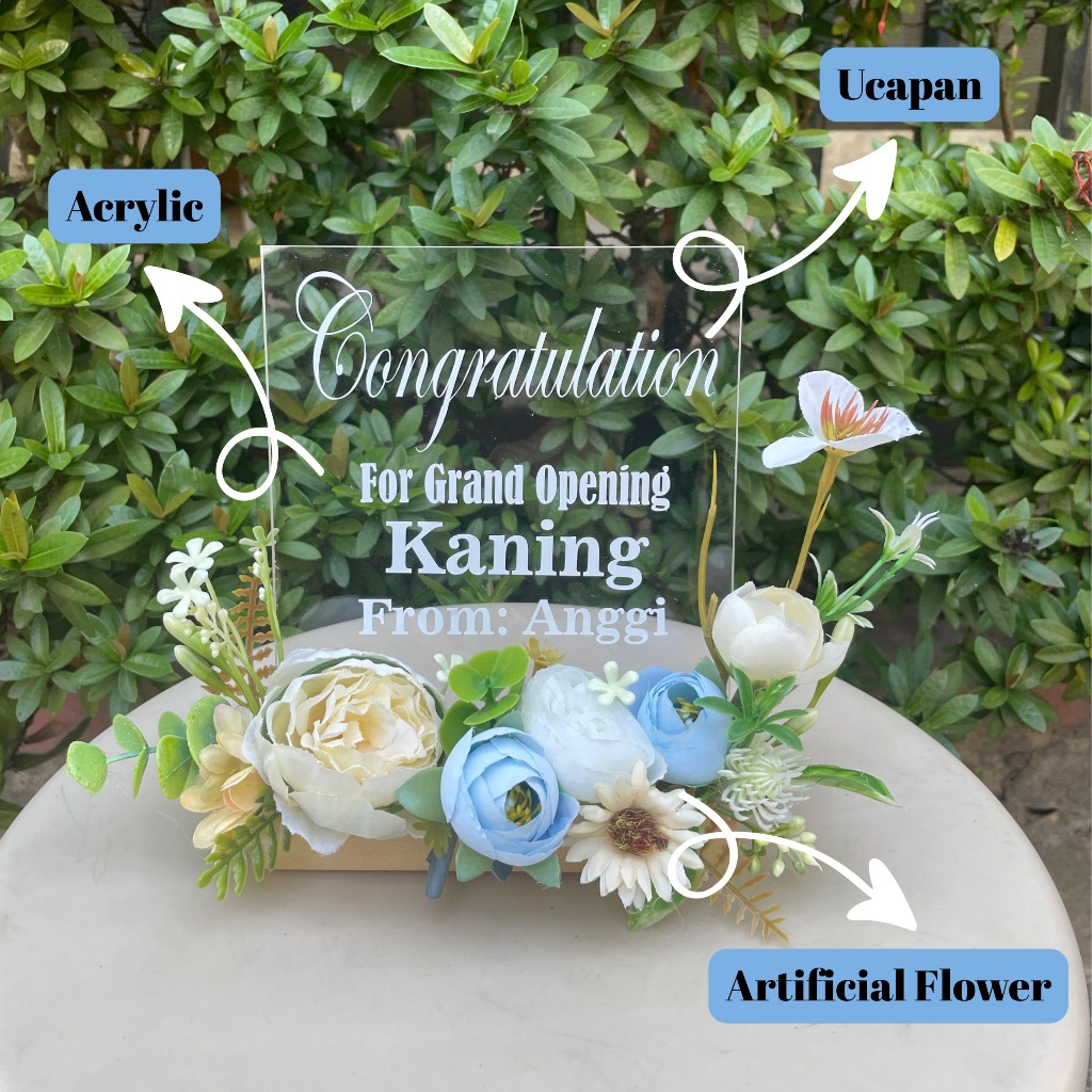 PAPAN BUNGA UCAPAN | Acrylic Ucapan |  Akrilik custom - Kado/Hampers