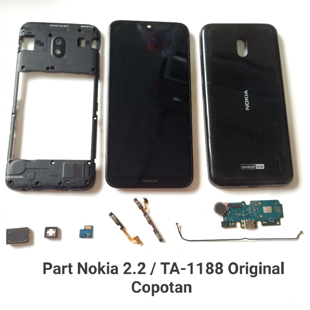 Sparepart Copotan Nokia 2.2 TA-1188 Second Original  PCB Konektor Cas  kabel siyal  Flex on of volum