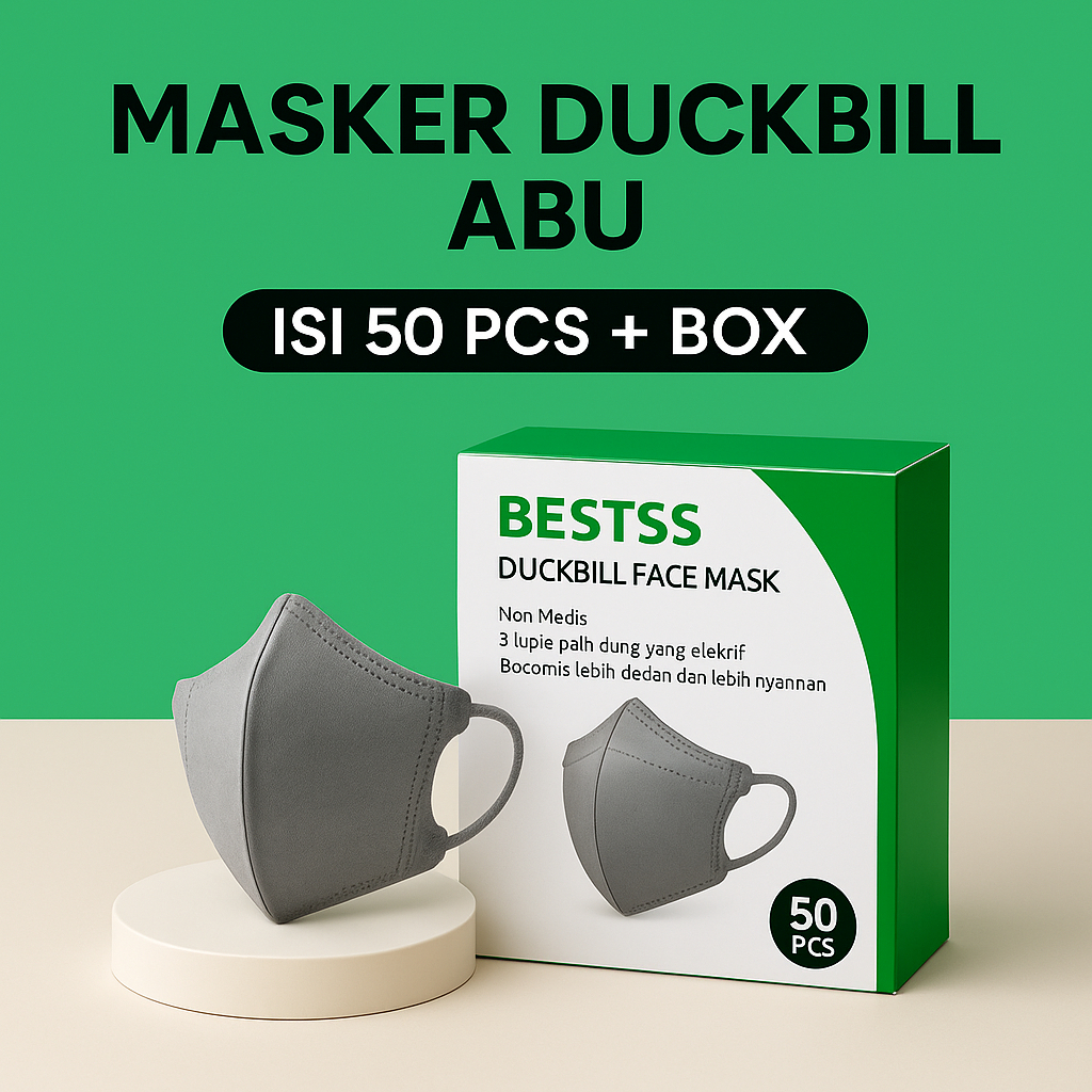 Masker Duckbill Best 3 Ply Warna Abu - Abu Isi 50 Pcs