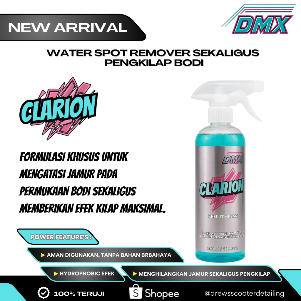 CLARION || WATER SPOT REMOVER || PEMBERSIH JAMUR  BODY DAN KACA MOTOR MOBIL KENDARAAN