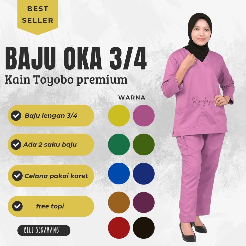 Baju ok lengan panjang baju seragam perawat medis lengan 3/4 baju jaga medis baju ok kain toyobo