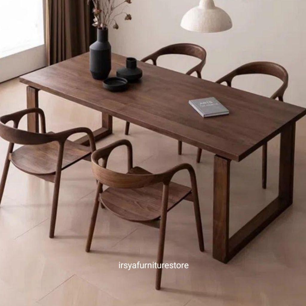 Meja Makan Kayu Jati - Set Kursi Makan Jati Minimalis Modern