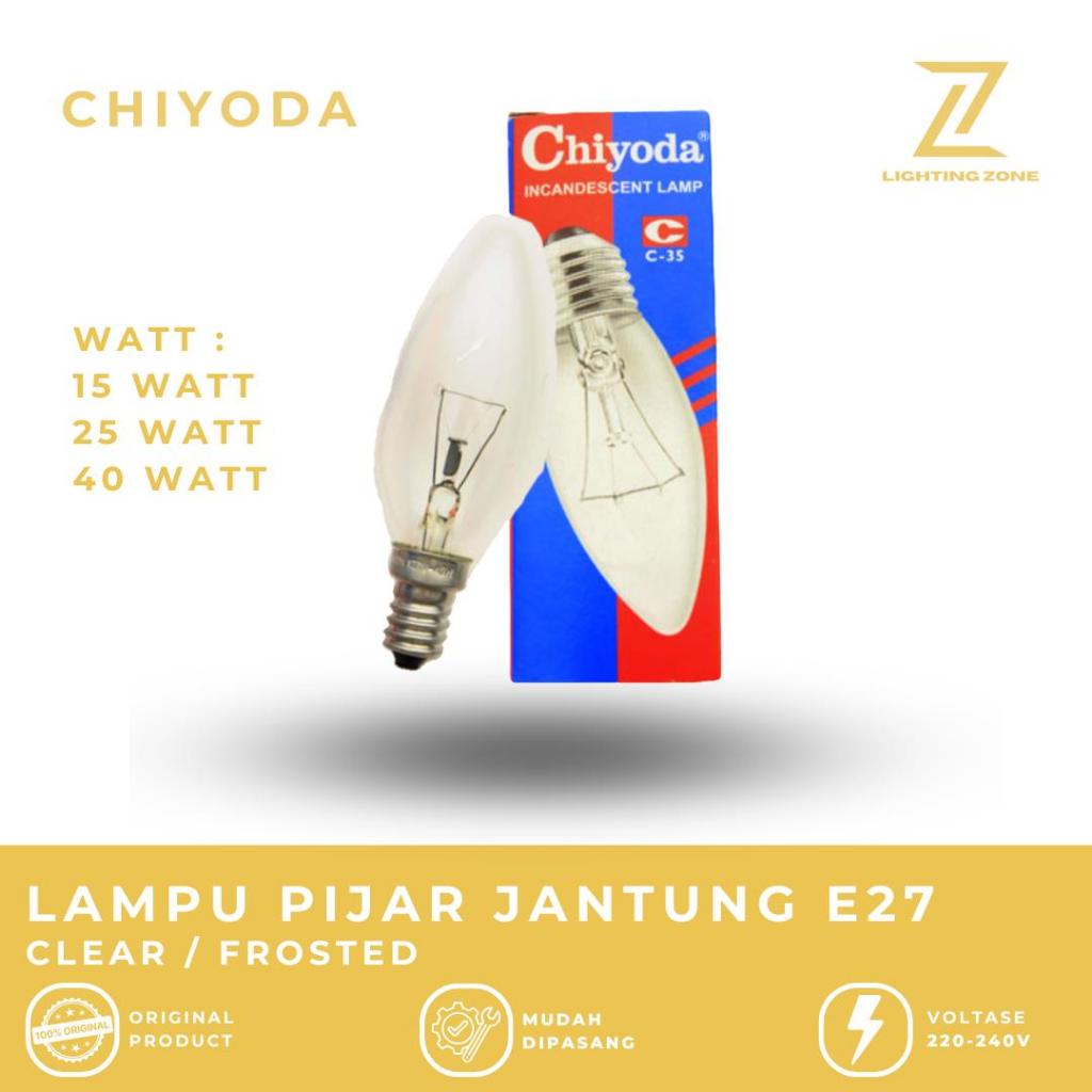 Lampu Pijar Chiyoda Jantung Candle 220-240V E27 10 15 25 40W Watt